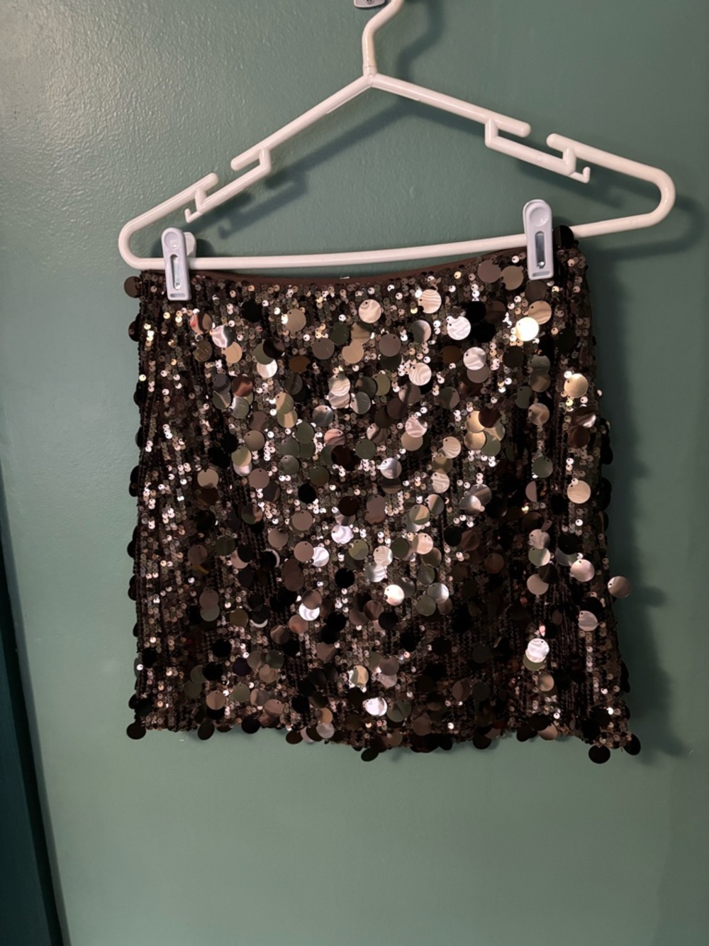 LOFT Black Sequin Circle Mini Skirt